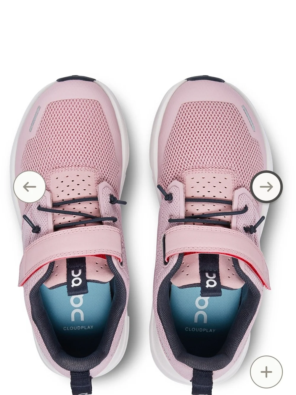 On Running Kids Cloudfoam Sneaker in Pink with Navy Accents